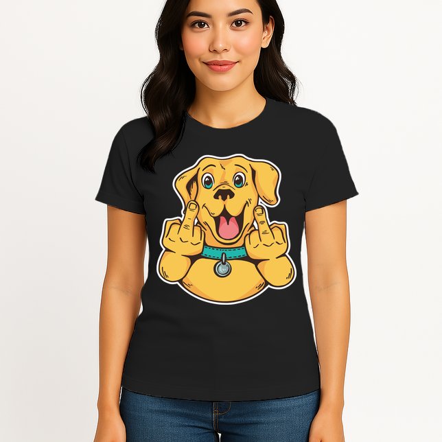 Middle Finger Dog Womens T-Shirt