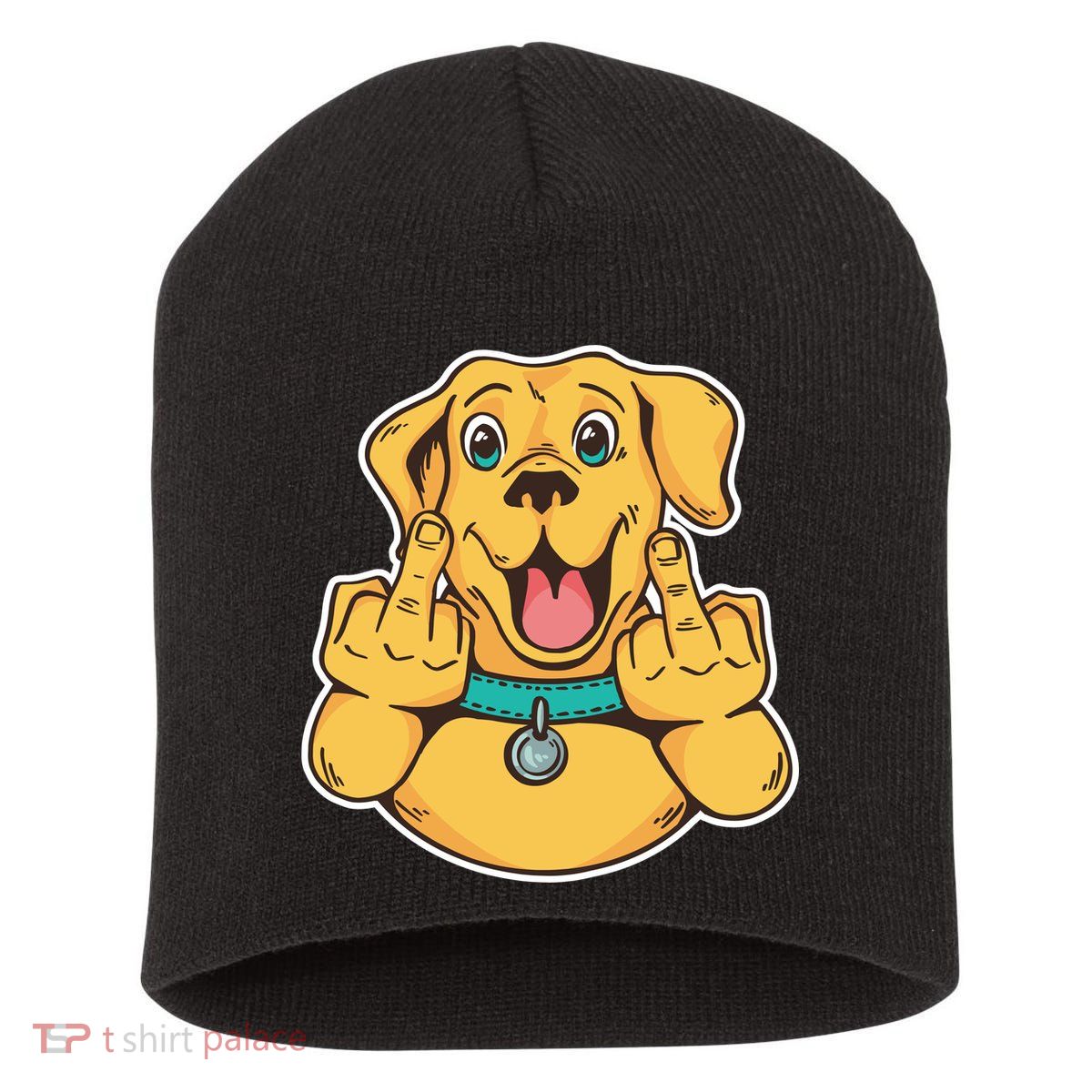 Middle Finger Dog Short Acrylic Beanie