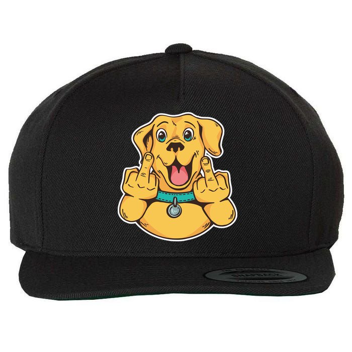 Middle Finger Dog Wool Snapback Cap