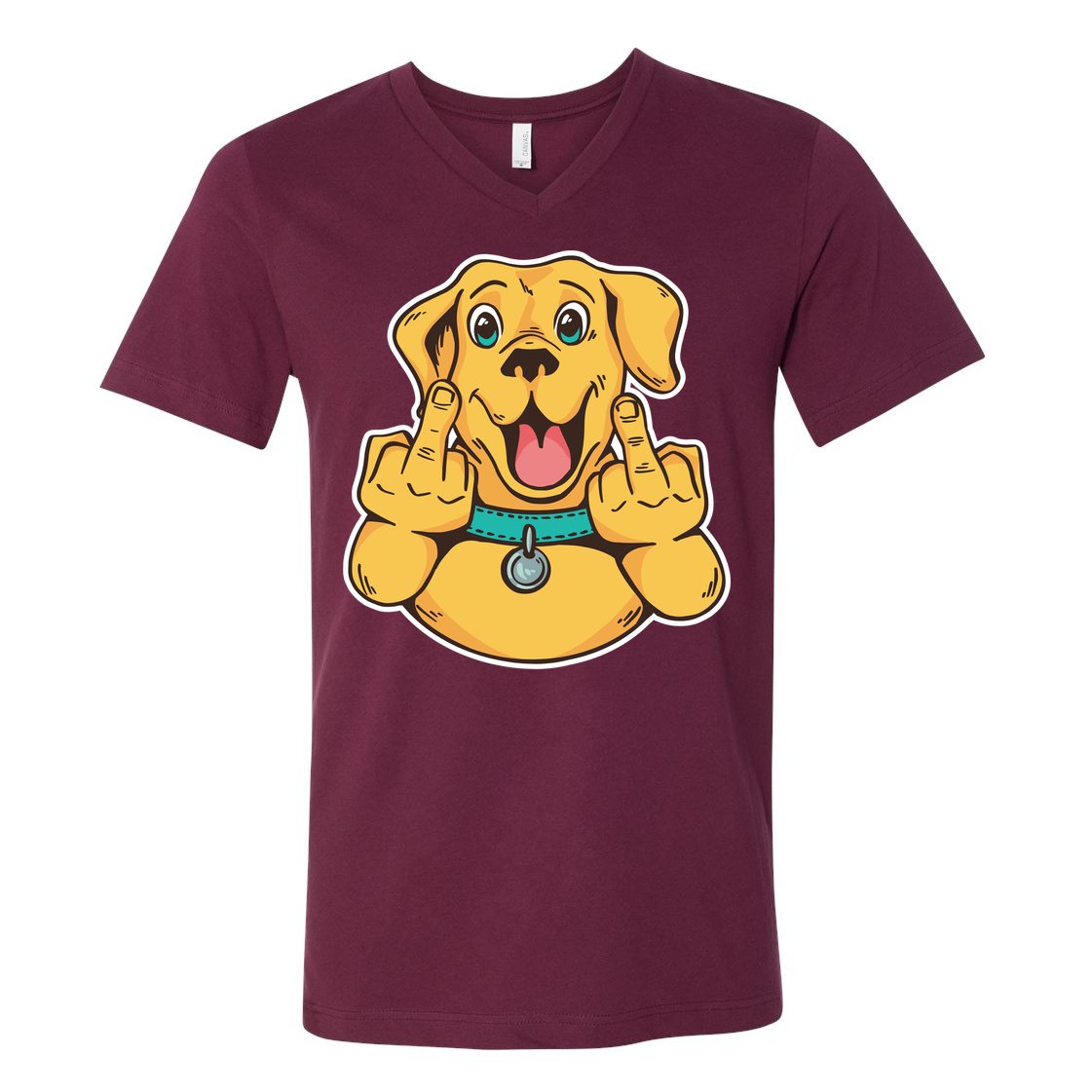 Middle Finger Dog V-Neck T-Shirt