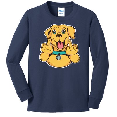 Middle Finger Dog Kids Long Sleeve Shirt