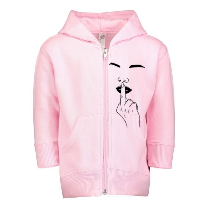 Middle Finger Lips Toddler Zip Fleece Hoodie