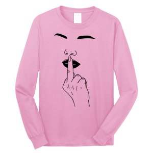 Middle Finger Lips Long Sleeve Shirt