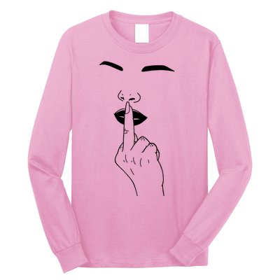 Middle Finger Lips Long Sleeve Shirt