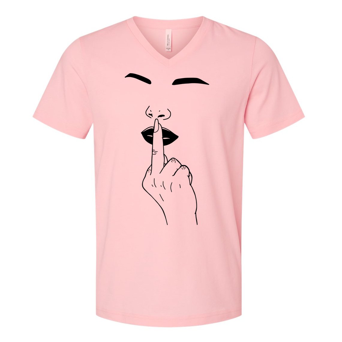 Middle Finger Lips V-Neck T-Shirt