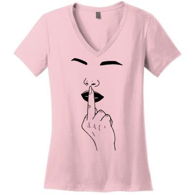 Middle Finger Lips Women's V-Neck T-Shirt