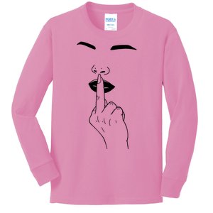 Middle Finger Lips Kids Long Sleeve Shirt