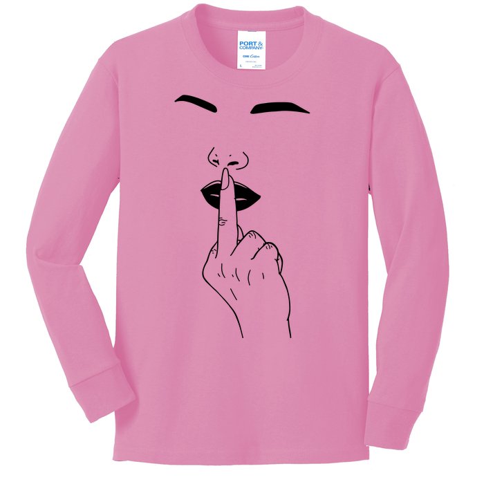 Middle Finger Lips Kids Long Sleeve Shirt