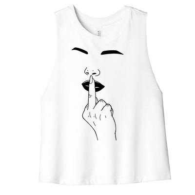 Middle Finger Lips Women's Racerback Cropped Tank