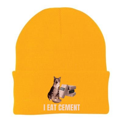 Meme I Eat Cement Cursed Cat Funny Oddly Specific Knit Cap Winter Beanie