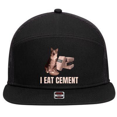 Meme I Eat Cement Cursed Cat Funny Oddly Specific 7 Panel Mesh Trucker Snapback Hat