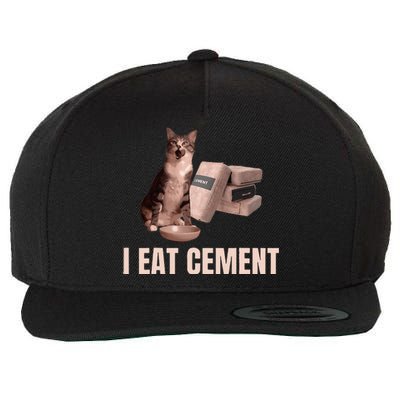 Meme I Eat Cement Cursed Cat Funny Oddly Specific Wool Snapback Cap