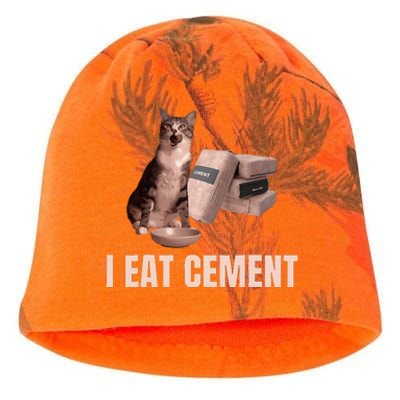 Meme I Eat Cement Cursed Cat Funny Oddly Specific Kati - Camo Knit Beanie