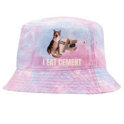 Meme I Eat Cement Cursed Cat Funny Oddly Specific Tie-Dyed Bucket Hat