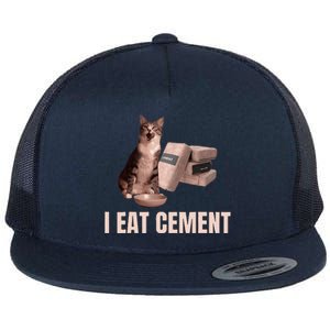 Meme I Eat Cement Cursed Cat Funny Oddly Specific Flat Bill Trucker Hat