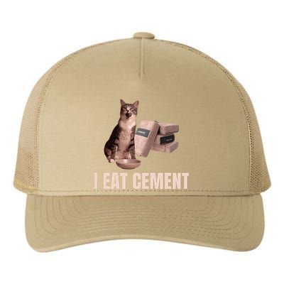 Meme I Eat Cement Cursed Cat Funny Oddly Specific Yupoong Adult 5-Panel Trucker Hat