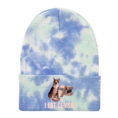 Meme I Eat Cement Cursed Cat Funny Oddly Specific Tie Dye 12in Knit Beanie