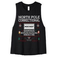 Mischief Inmate Elf Family Christmas Matching Pjs Sets Women's Racerback Cropped Tank