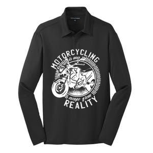 Motorcycling Is Escape From Reality Silk Touch Performance Long Sleeve Polo