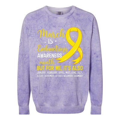 March Is Endometriosis Awareness Month Warrior Support Colorblast Crewneck Sweatshirt