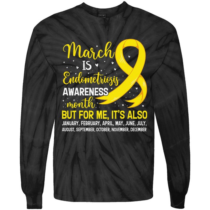 March Is Endometriosis Awareness Month Warrior Support Tie-Dye Long Sleeve Shirt