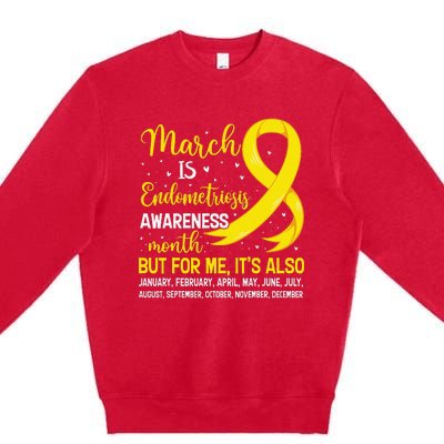 March Is Endometriosis Awareness Month Warrior Support Premium Crewneck Sweatshirt