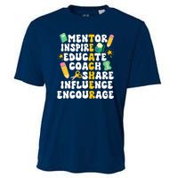 Mentor Inspire Educate Coach Share Influence Encourage Teacher Back To School Cooling Performance Crew T-Shirt