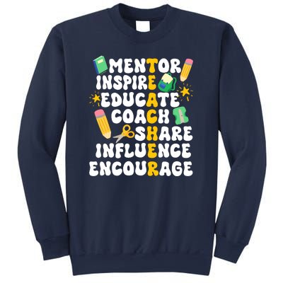 Mentor Inspire Educate Coach Share Influence Encourage Teacher Back To School Sweatshirt