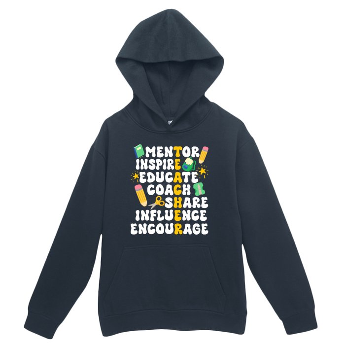 Mentor Inspire Educate Coach Share Influence Encourage Teacher Back To School Urban Pullover Hoodie