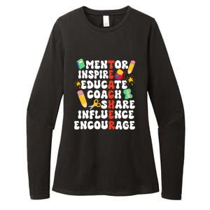 Mentor Inspire Educate Coach Share Influence Encourage Teacher Back To School Womens CVC Long Sleeve Shirt