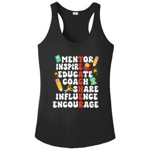 Mentor Inspire Educate Coach Share Influence Encourage Teacher Back To School Ladies PosiCharge Competitor Racerback Tank