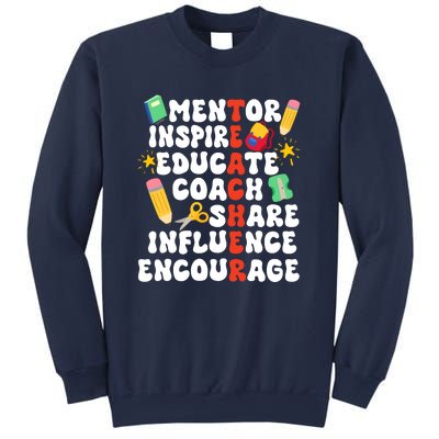 Mentor Inspire Educate Coach Share Influence Encourage Teacher Back To School Sweatshirt