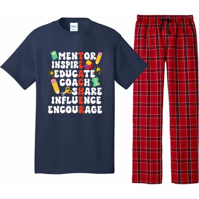 Mentor Inspire Educate Coach Share Influence Encourage Teacher Back To School Pajama Set