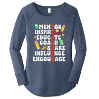 Mentor Inspire Educate Coach Share Influence Encourage Teacher Back To School Women's Perfect Tri Tunic Long Sleeve Shirt