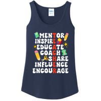 Mentor Inspire Educate Coach Share Influence Encourage Teacher Back To School Ladies Essential Tank