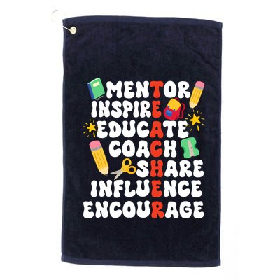 Mentor Inspire Educate Coach Share Influence Encourage Teacher Back To School Golf Towel