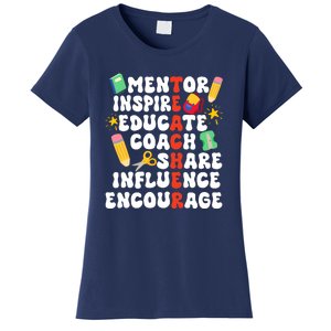 Mentor Inspire Educate Coach Share Influence Encourage Teacher Back To School Women's T-Shirt