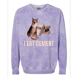 Meme I Eat Cement Cursed Cat Funny Oddly Specific Colorblast Crewneck Sweatshirt