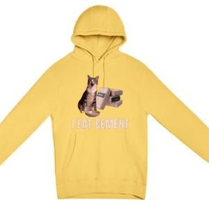 Meme I Eat Cement Cursed Cat Funny Oddly Specific Premium Pullover Hoodie