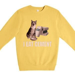 Meme I Eat Cement Cursed Cat Funny Oddly Specific Premium Crewneck Sweatshirt