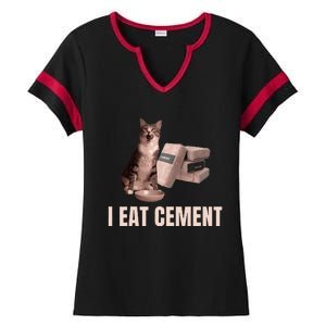 Meme I Eat Cement Cursed Cat Funny Oddly Specific Ladies Halftime Notch Neck Tee