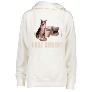 Meme I Eat Cement Cursed Cat Funny Oddly Specific Womens Funnel Neck Pullover Hood