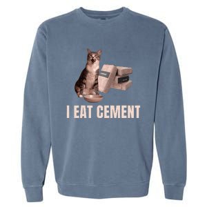 Meme I Eat Cement Cursed Cat Funny Oddly Specific Garment-Dyed Sweatshirt