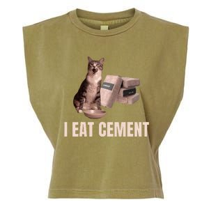 Meme I Eat Cement Cursed Cat Funny Oddly Specific Garment-Dyed Women's Muscle Tee