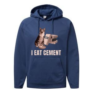 Meme I Eat Cement Cursed Cat Funny Oddly Specific Performance Fleece Hoodie