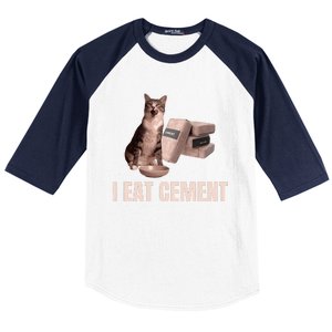 Meme I Eat Cement Cursed Cat Funny Oddly Specific Baseball Sleeve Shirt