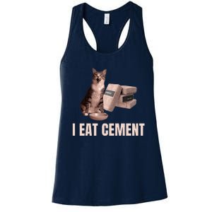 Meme I Eat Cement Cursed Cat Funny Oddly Specific Women's Racerback Tank