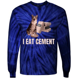 Meme I Eat Cement Cursed Cat Funny Oddly Specific Tie-Dye Long Sleeve Shirt