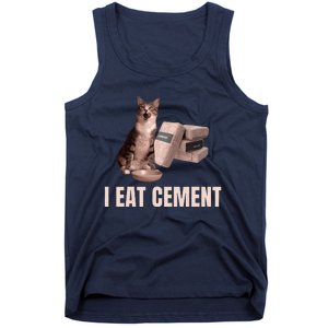 Meme I Eat Cement Cursed Cat Funny Oddly Specific Tank Top