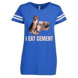 Meme I Eat Cement Cursed Cat Funny Oddly Specific Enza Ladies Jersey Football T-Shirt